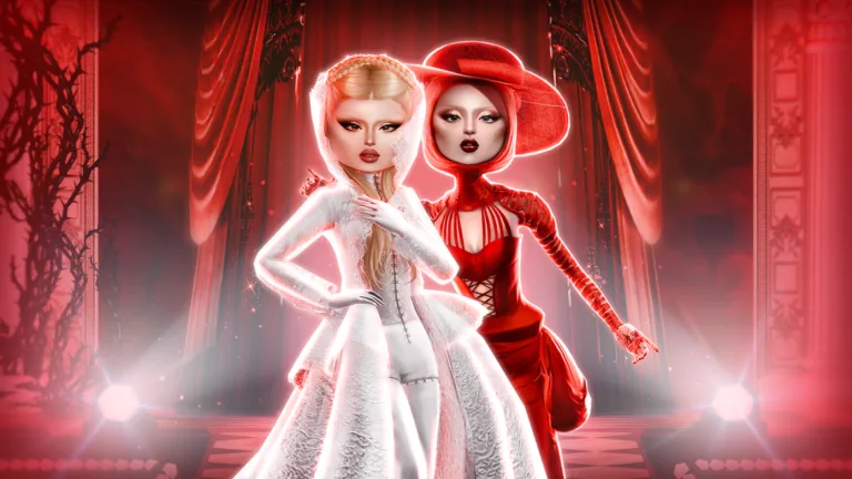 Red and white theatrical looks in Dress To Impress